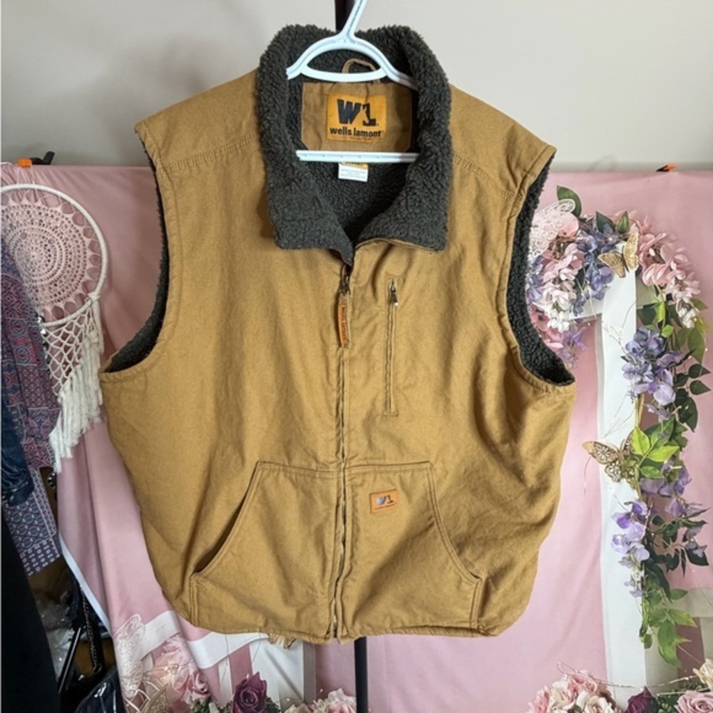 Well-Lamont Brown Sherpa-Lined Work Canvas Vest, Men's Size XXL